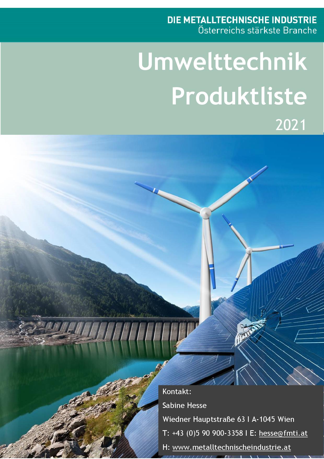 Deckblatt Produktliste Umwelttechnik